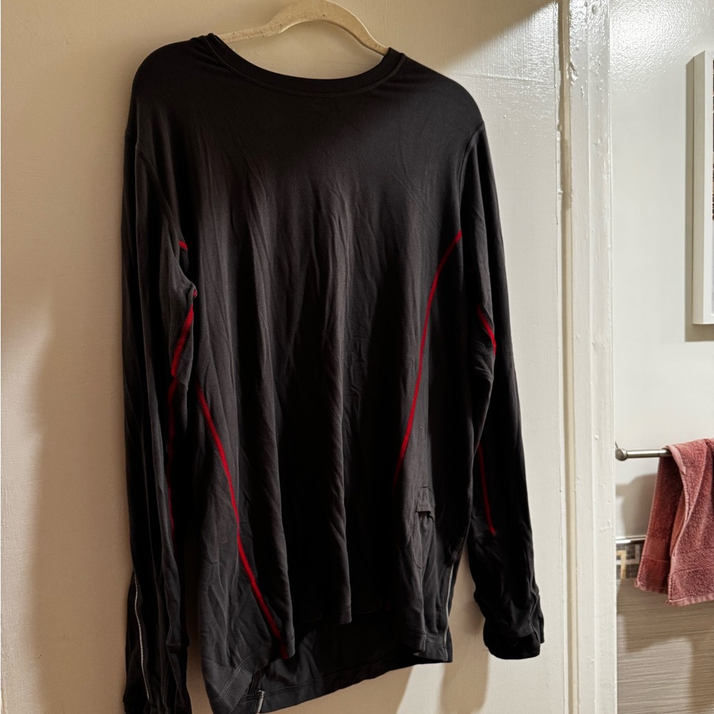 lululemon athletica Black Long Sleeve Tee with Red Accents